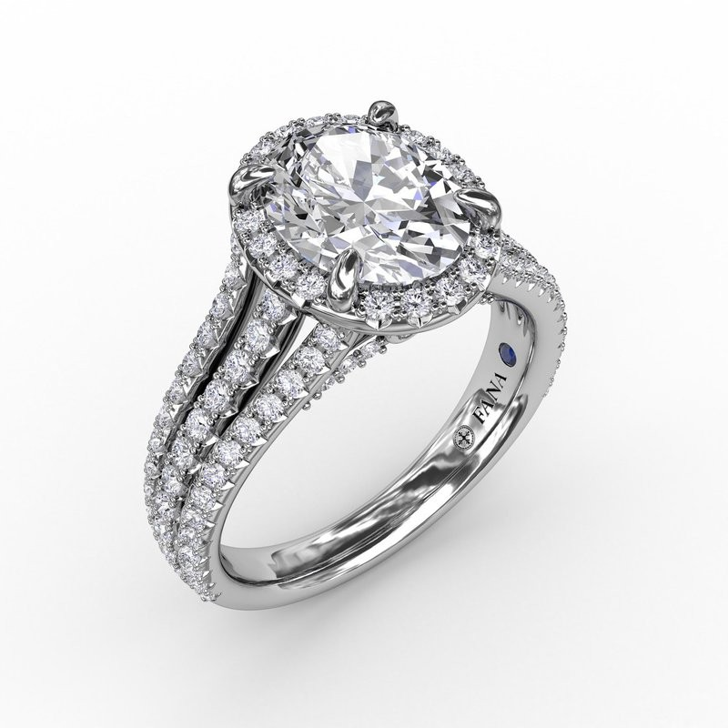 14K White Gold Diamond Halo Engagement Ring