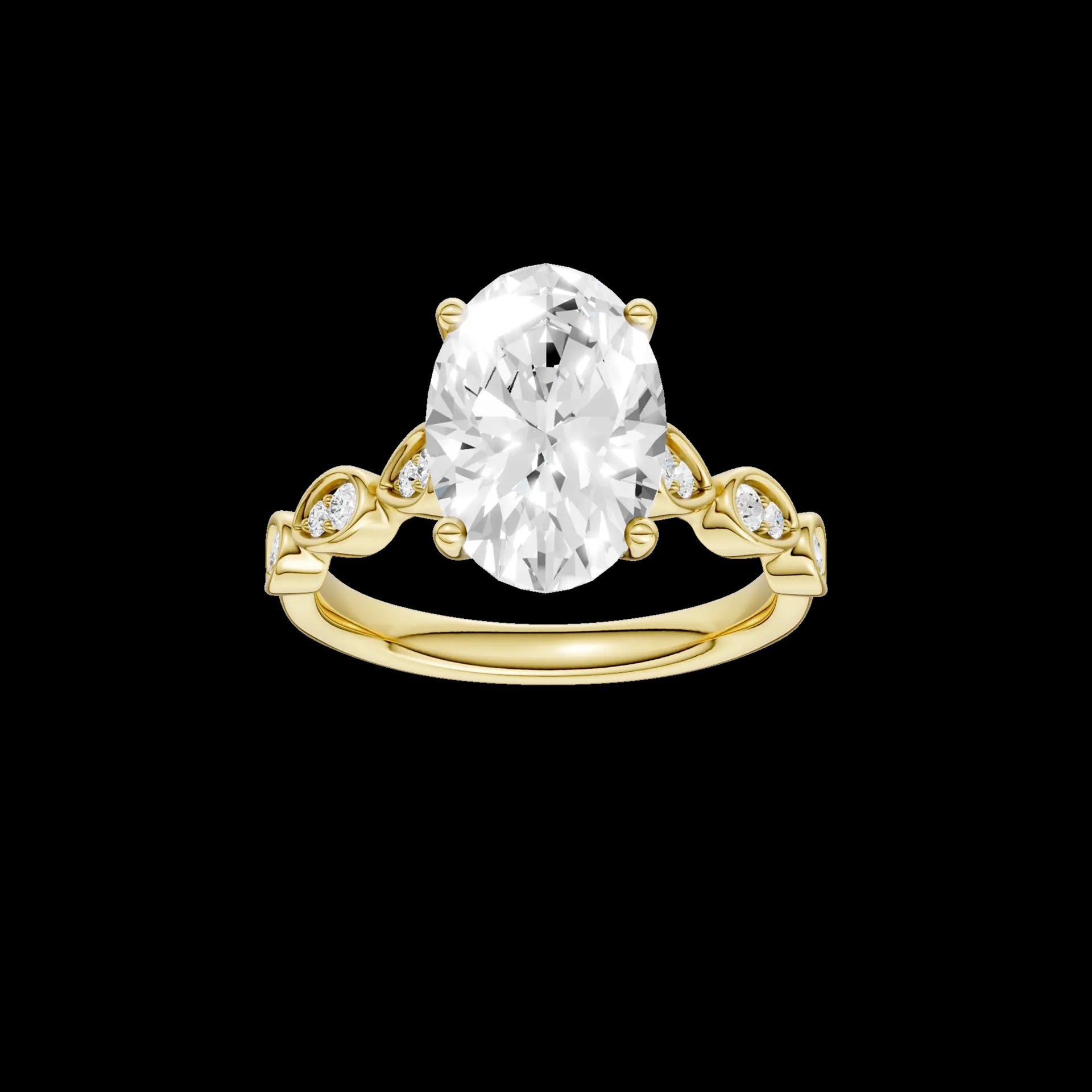14K Yellow Gold Lab Grown Diamond Accented Engagement Ring