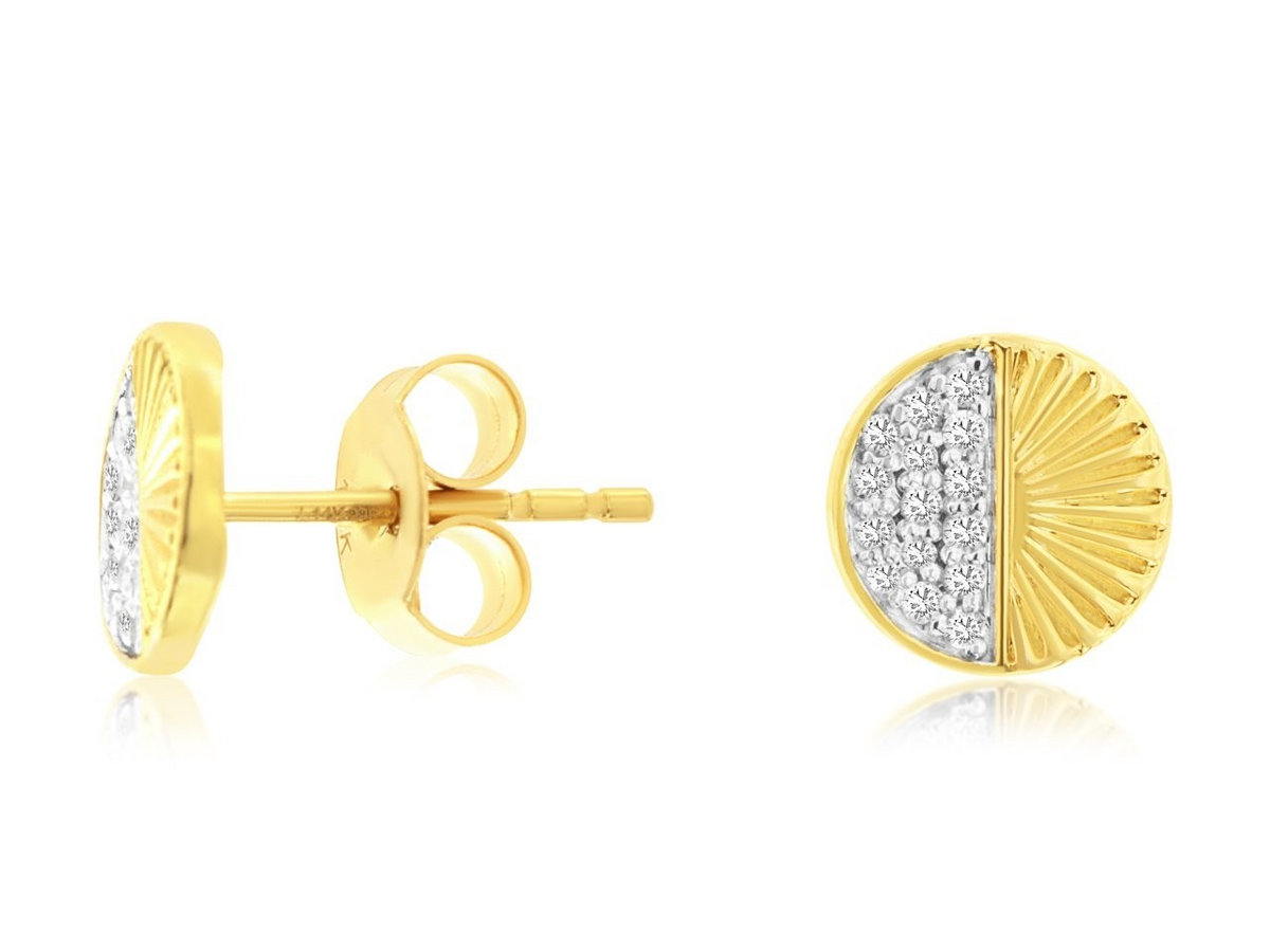 14K Yellow Gold Diamond Stud Earrings