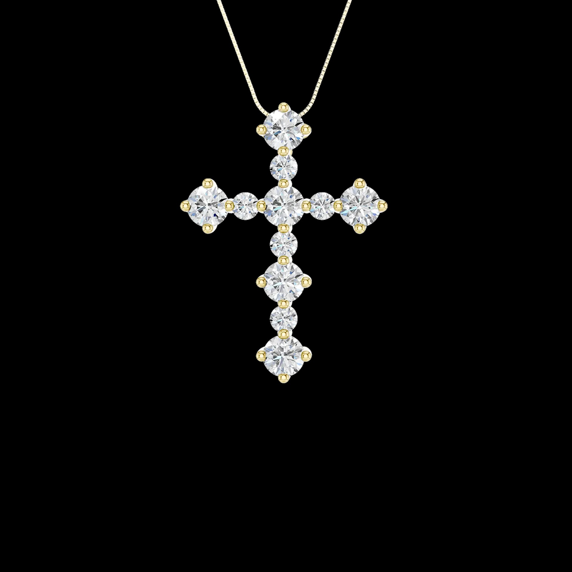 14K Yellow Gold Lab Grown Diamond Cross Pendant