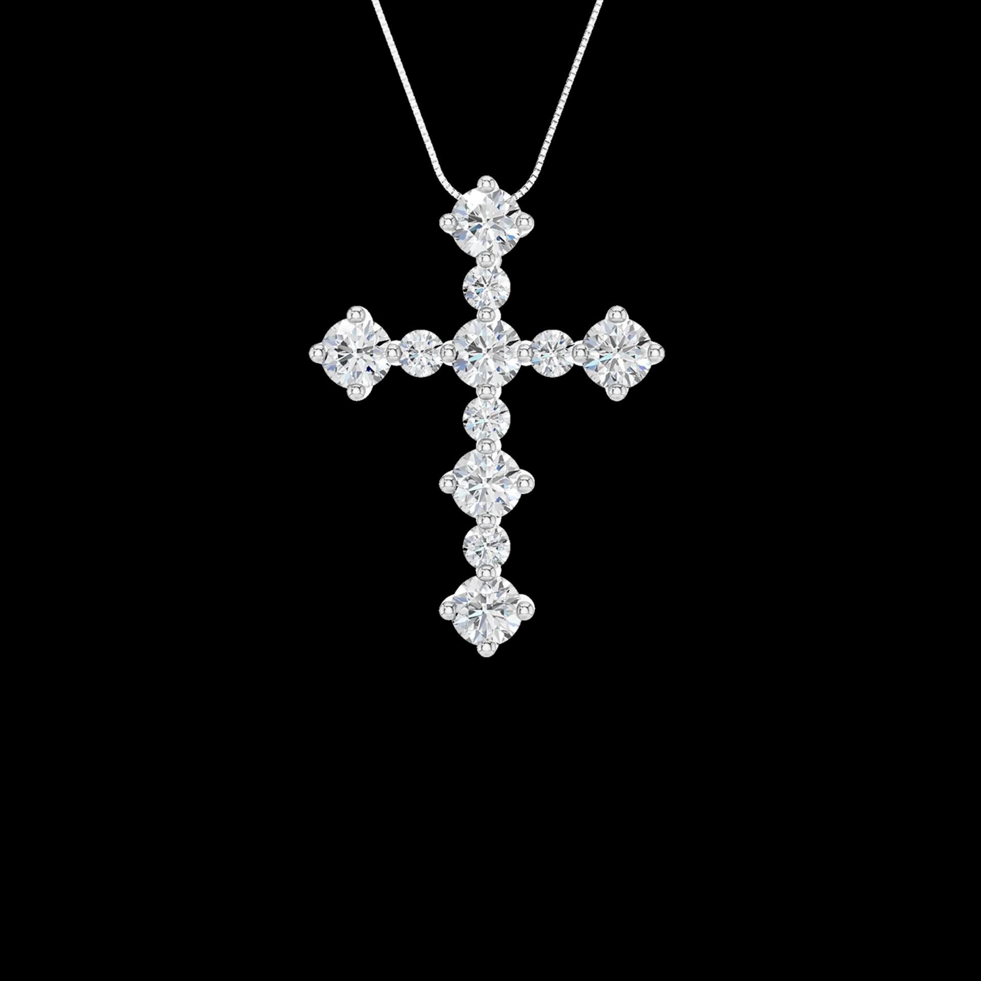 14K White Gold Lab Grown Diamond Cross Pendant