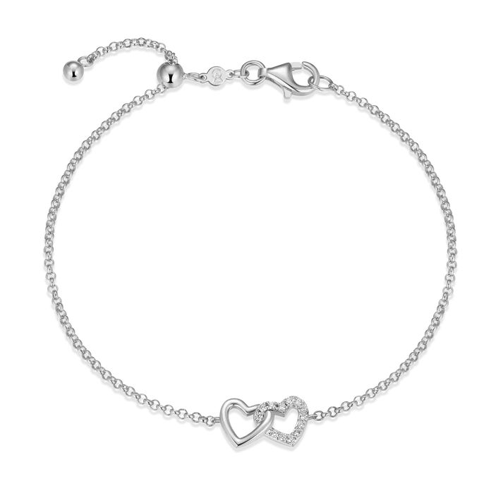 Sterling Silver Lab Grown Diamond Heart Bracelet