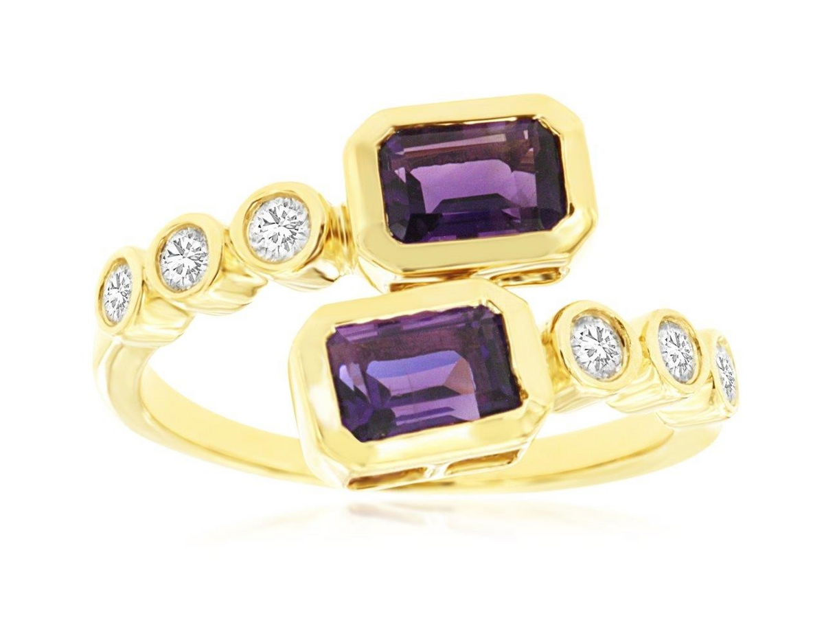 14K Yellow Gold Amethyst Contemporary Ring