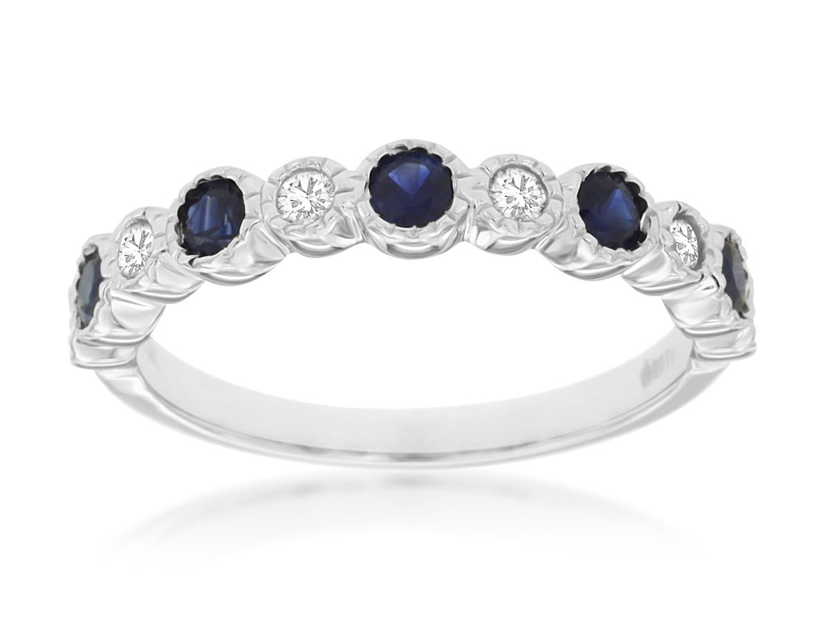 14K White Gold Sapphire Stackable Ring