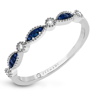 14K White Gold Sapphire Stackable Ring