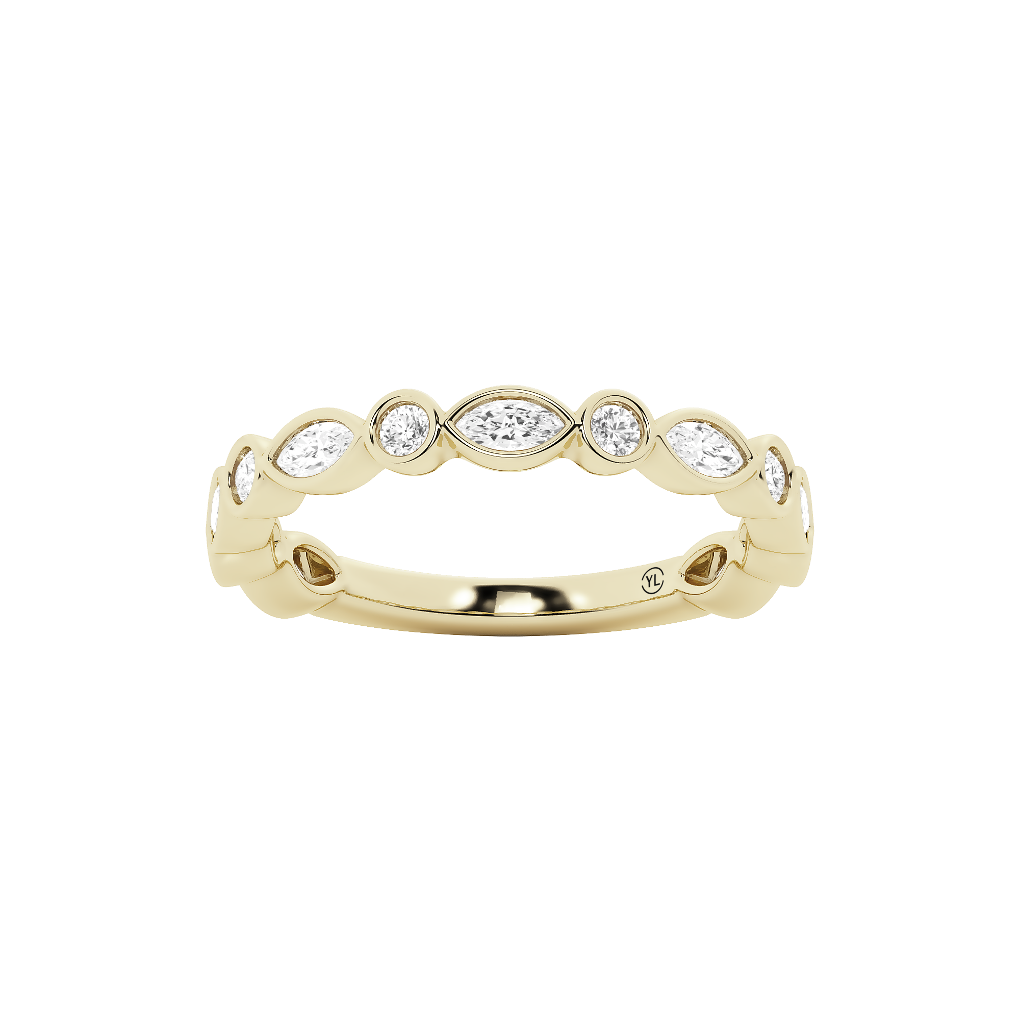 Women's 14K Yellow Gold Diamond Bezel Set Band