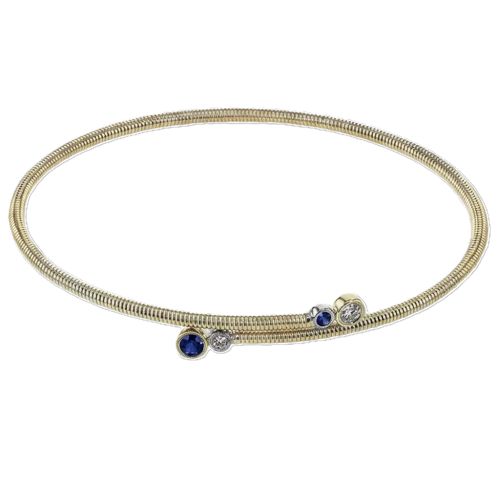 Women's 18K Two Tone Sapphire Bypass Bracelet