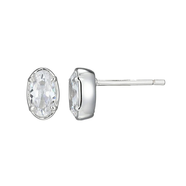 Sterling Silver CZ Stud Earrings