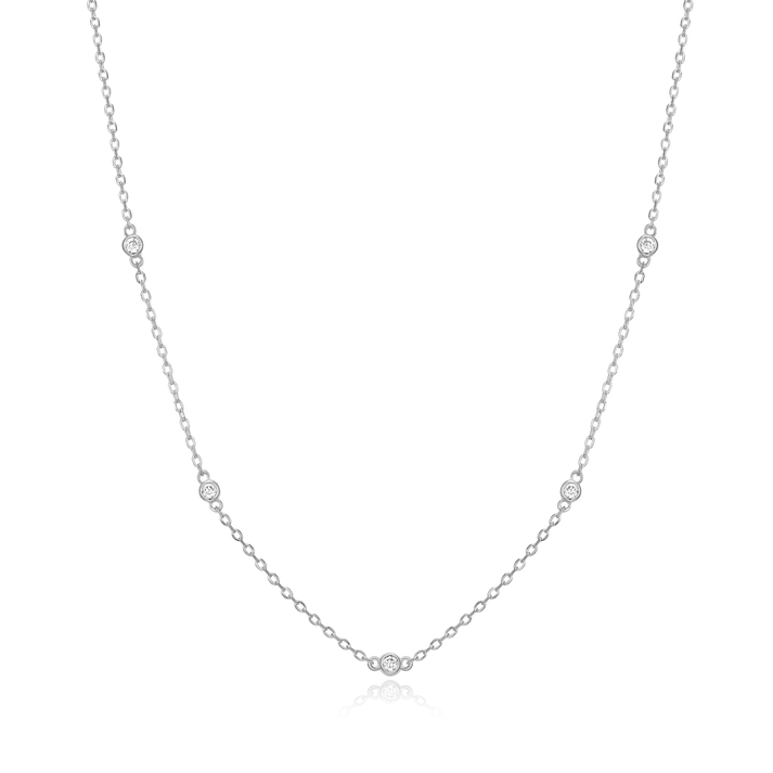 Sterling Silver Lab Grown Diamond Station Necklace