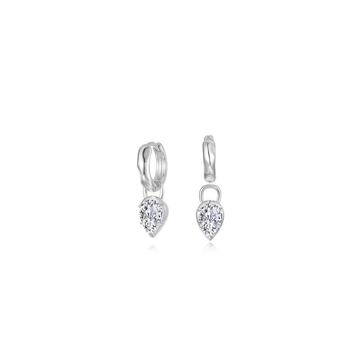 Sterling Silver CZ Hoop Earrings