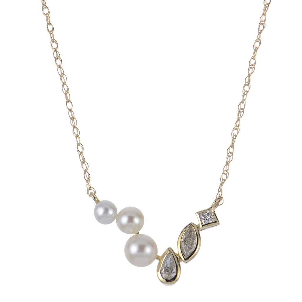 14K Yellow Gold Pearl Free Form Pendant