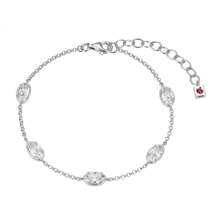 Women's Sterling Silver CZ Station Bracelet