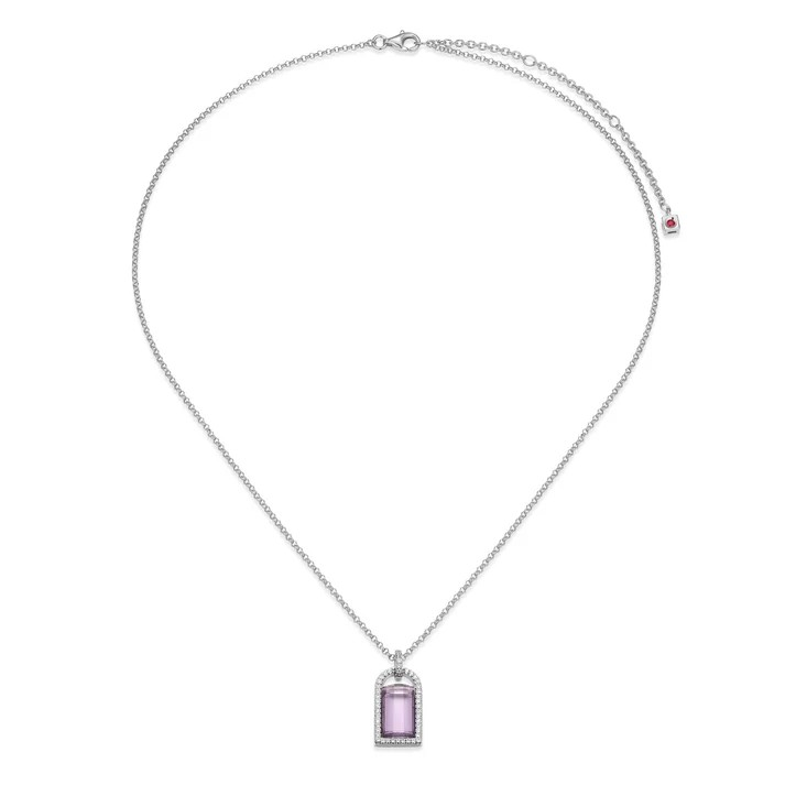 Sterling Silver Amethyst Halo Pendant