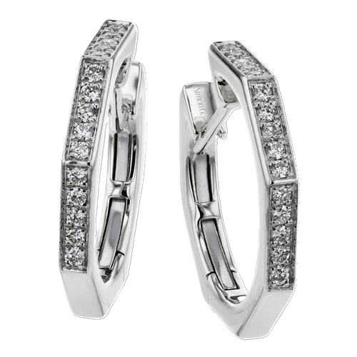 18K White Gold Diamond Hoop Earrings